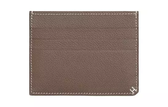 HERMES Визитница H Sellier Evercolor из телячьей кожи, женская, размер 18, Etoupe, серый слон