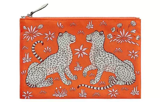 HERMES Женская косметичка Silky Pocket Epsom из телячьей кожи, стандартная, 8V, оранжевая