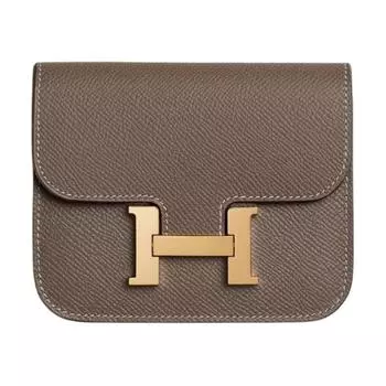 HERMES Женская поясная сумка Constance Slim Epsom Leather с кошельком, размер 18, цвет "слон", серый