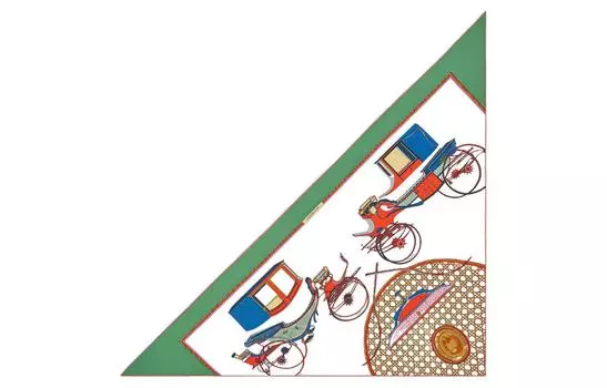 HERMES Женская шаль Les Voitures A Transformation, зеленые