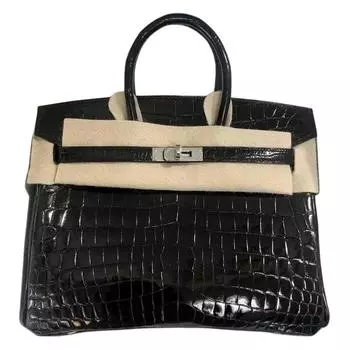HERMES Женская сумка Birkin Porosus из крокодиловой кожи 89 Noir Black