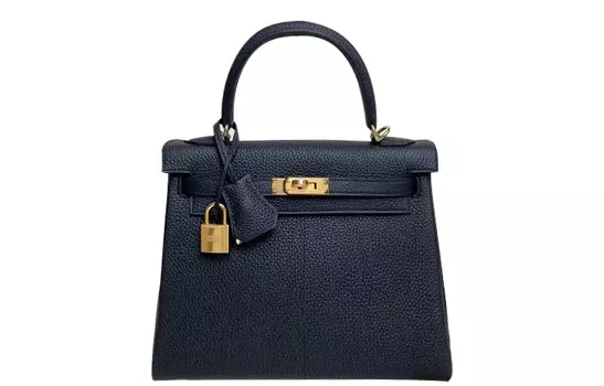 HERMES Женская сумка Kelly Togo из телячьей кожи, черная