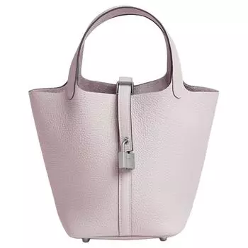 HERMES Женская сумка-корзина из кожи Clemence Bullock с замком Picotin Lock, цвет бледно-лиловый, фиолетово-малиновый