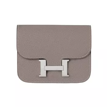 HERMES Женский клатч-кошелек Constance Slim Epsom Leather, серый, с изображением слона