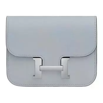 HERMES Женский кошелек Constance Slim Evercolor из телячьей кожи, поясная сумка, размер 8U, синий, ледниковый, синий
