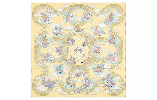 HERMES Женский шелковый шарф цвета серы/синего/белого