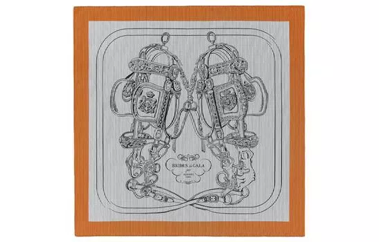 HERMES Женский шелковый шарф FINESSE, оранжевый