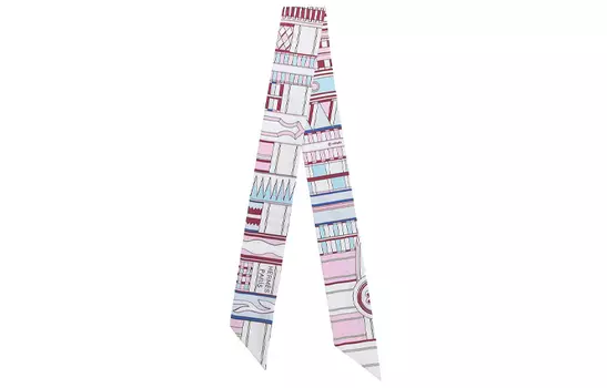 HERMES Женский шелковый шарф розово-красного/небесно-голубого/бордового цветов