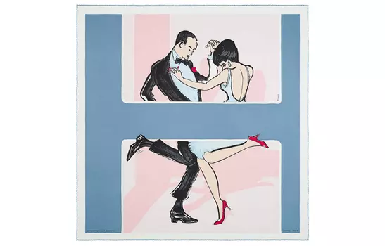 HERMES Женский шелковый шарф SWINGING SAINT GERMAIN, цвет деним синий