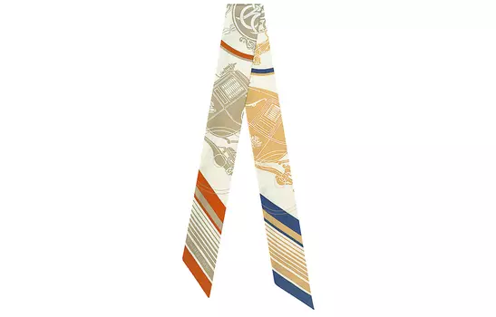 HERMES Женский шелковый шарф Twilly цвета хаки