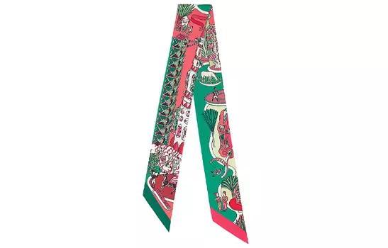 HERMES Женский шелковый шарф Twilly мятно-зеленого цвета