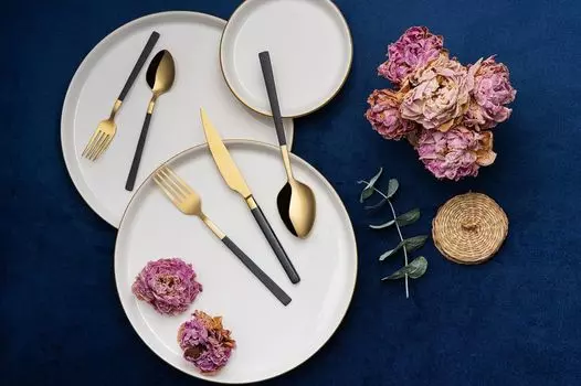 Hermia, CBK12GD-BL, набор столовых приборов (12 предметов), золото, 21 х 21 см Hermia Concept