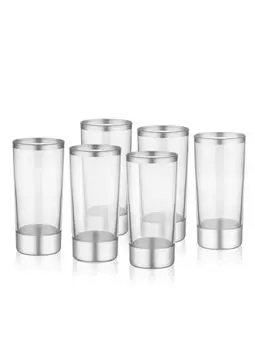 Hermia Concept, GLM0034, набор стаканов (6 шт), серебро, 100% СТЕКЛО, 12 х 6 х 6 см