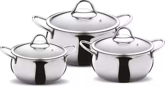 Hermia Concept, SAU6, набор кастрюль (6 предметов), серебро, 100% НЕРЖАВЕЮЩАЯ СТАЛЬ, 18 x 18 см