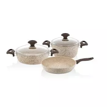 Hermia Concept, Стамбул- FLZ1137, кремовый, наборы кастрюль, 100% гранитное покрытие, бежевый