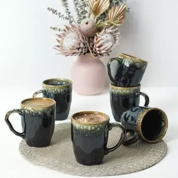 Hermia, Shizen Q29 - Black, набор чашек (6 предметов), черный, 10 х 10 см Hermia Concept