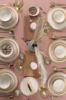 Hermia, TY039124F950A841700MAET000, набор керамической посуды (24 предмета), кремовый, 28 x 28 см Hermia Concept, бежевый