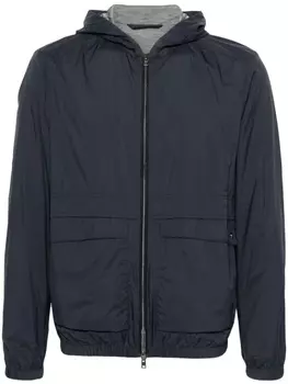 Herno бомбер с капюшоном и логотипом, синий