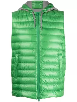 Herno дутый жилет с капюшоном, зеленый