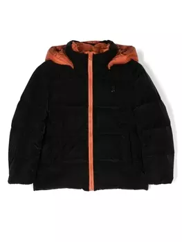 Herno двухцветный пуховик с капюшоном, черный