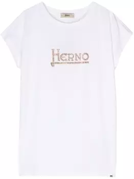 Herno футболка с кристаллами и логотипом, белый