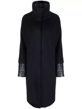 Herno однобортное пальто с воротником-воронкой, синий