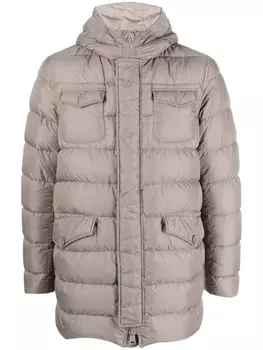 Herno пуховик на молнии с капюшоном, серый