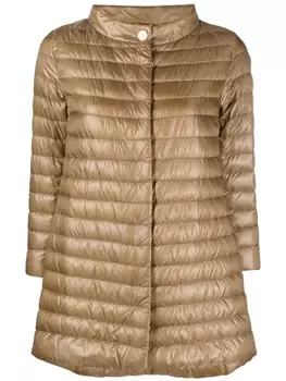 Herno пуховик на пуговицах, коричневый