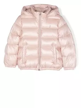 Herno пуховик с капюшоном и логотипом, розовый