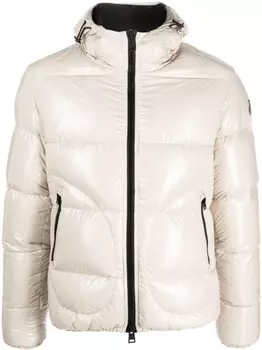 Herno пуховик с капюшоном и нашивкой-логотипом, нейтральный цвет