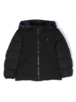 Herno пуховик с нашивкой-логотипом и капюшоном, черный