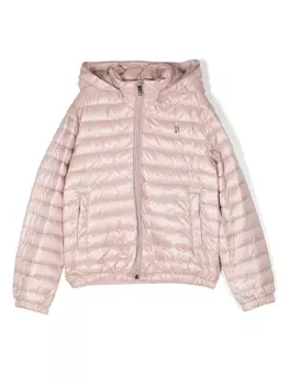 Herno пуховик с тисненым логотипом, розовый