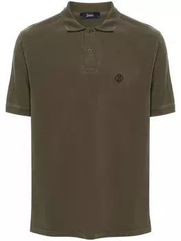 Herno рубашка поло с вышитым логотипом, зеленый