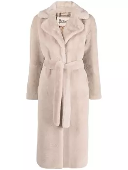 Herno шуба из искусственного меха с монограммой, нейтральный цвет