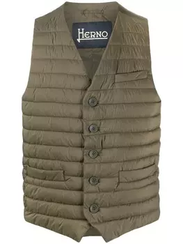 Herno стеганый жилет с V-образным вырезом, зеленый