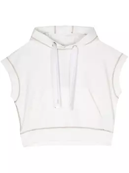 Herno топ из ткани пике с капюшоном, белый