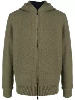 Herno трикотажное худи на молнии, зеленый