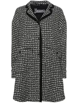 Herno твидовое пальто длины миди, черный