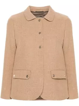 Herno твидовый жакет с пайетками, коричневый