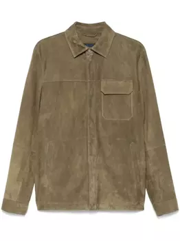 Herno замшевая куртка-рубашка, зеленый