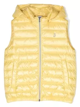 Herno жилет с капюшоном и логотипом, желтый