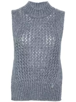 Herno жилет с высоким воротом и люрексом, синий