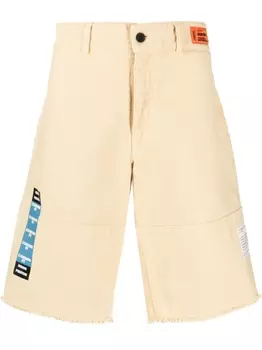 Heron Preston шорты с нашивкой-логотипом, нейтральный цвет