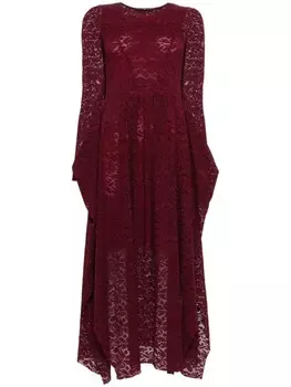 High платье макси с длинными рукавами и драпировкой, красный