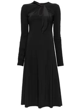 High платье миди с длинными рукавами и завязками, черный
