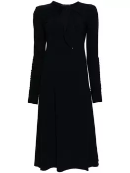 High платье миди с длинными рукавами и завязками, синий