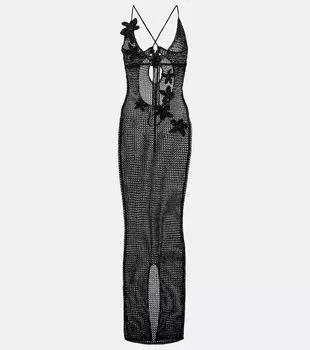 Хилса ажурное платье макси из ламе Bananhot, Knitted Black