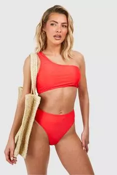 Хипстерский комплект бикини на одно плечо boohoo, красный