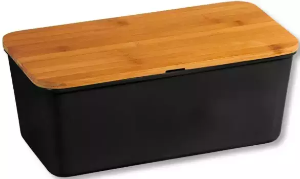 Хлебница KESPER, (1 шт.), с крышкой в качестве разделочной доски 20х14х36 см, черный