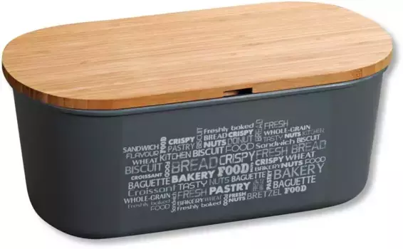 Хлебница KESPER, (1 шт.), с крышкой в качестве разделочной доски 34х14х18 см, серый